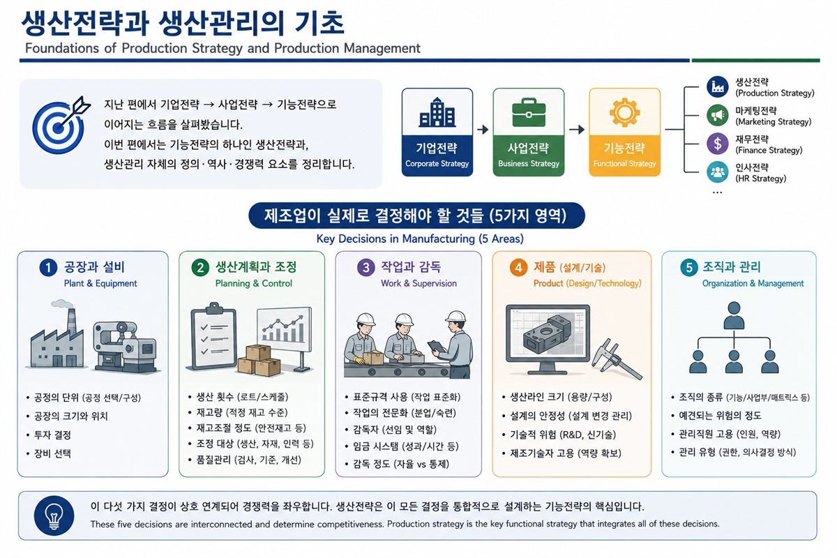 생산전략과 생산관리의 기초 — 원가·품질·시간·유연성