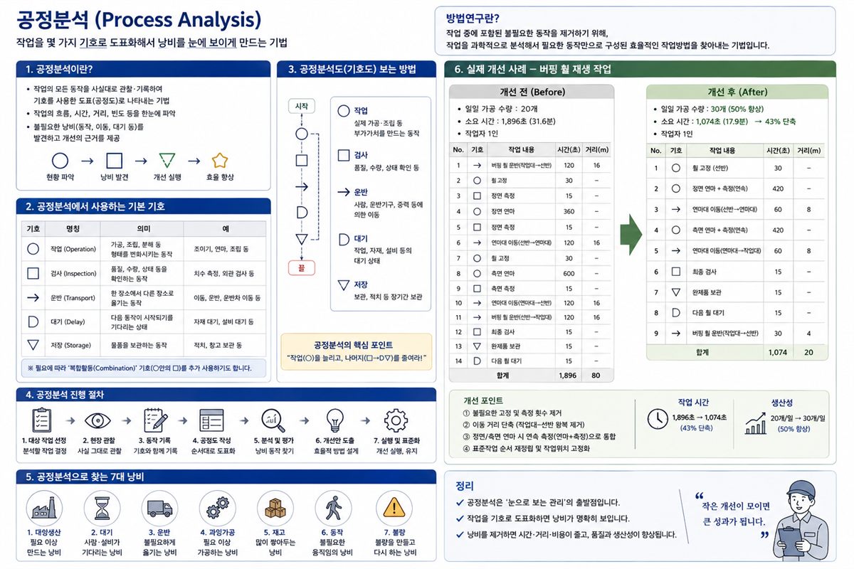방법연구와 공정분석 — 작업을 도표로 그려서 낭비를 찾는 법